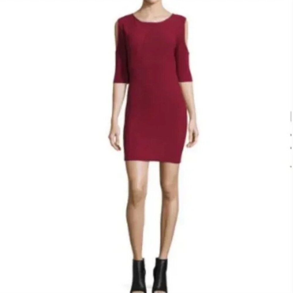 Rebecca Minkoff Josefina Women's Cold Shoulder Ribbed Bodycon Dress Size Medium - Picture 1 of 10